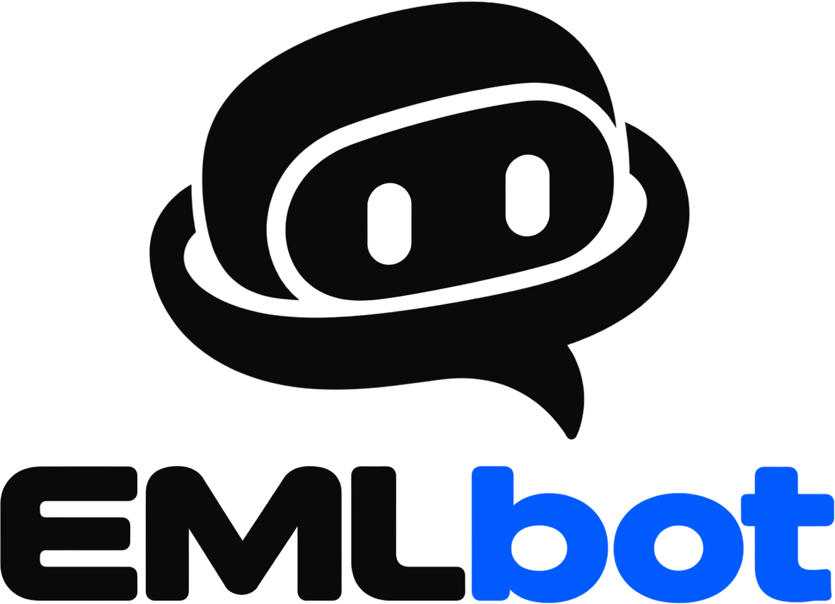 EMLbot logo, black with blue bot